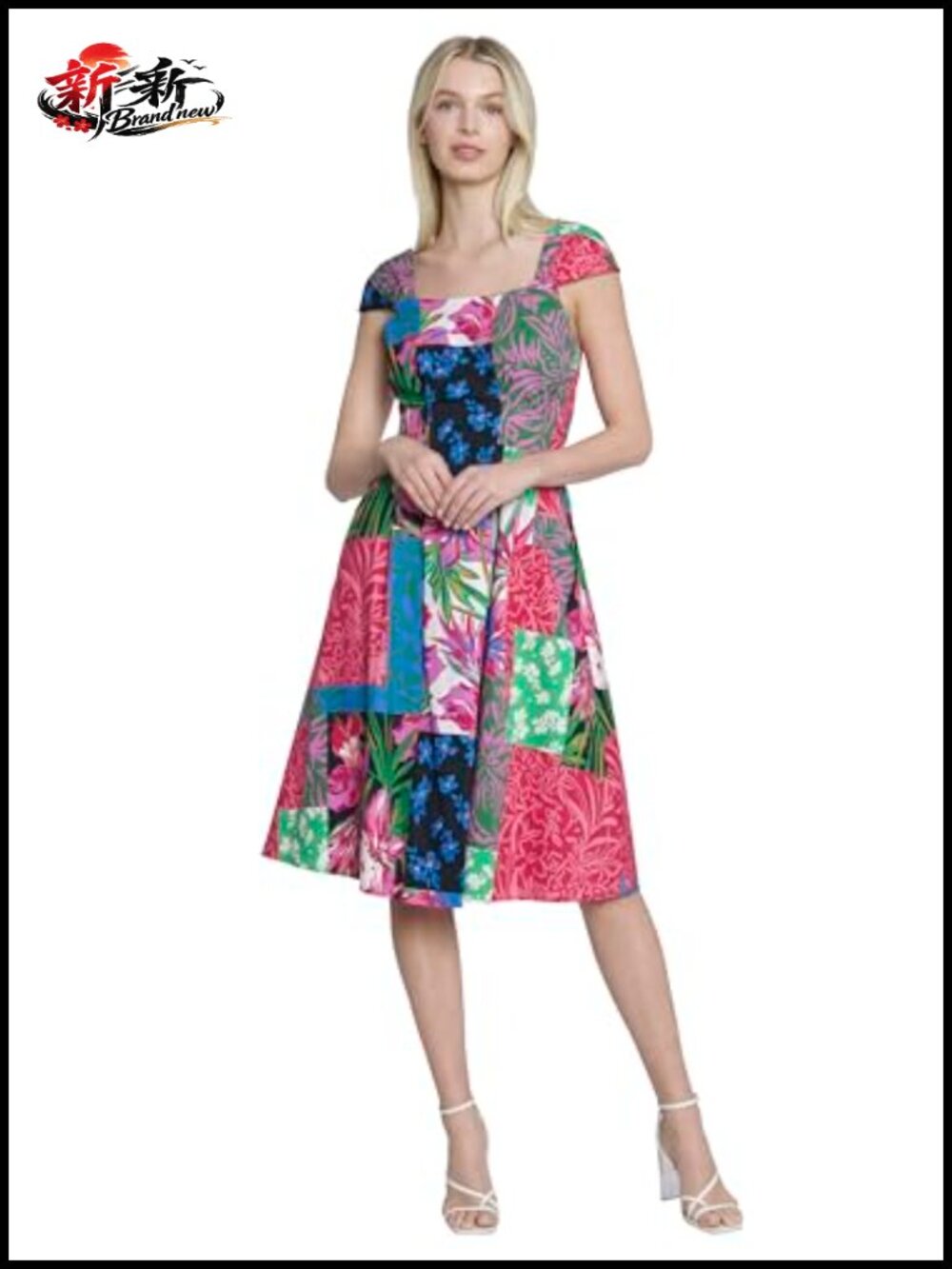 Maggy London Square Neck Cap Sleeve Smocked Waistband Fit & Flare Dress